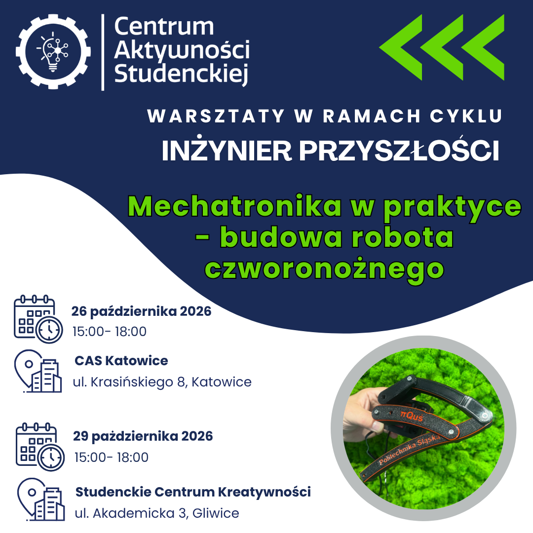 Aktualności Warsztaty IP Mechatronika w praktyce - budowa robota czworonożnego 26 i 29 października
