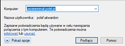 Okno główne aplikacji Podłączanie pulpitu zdalnego.