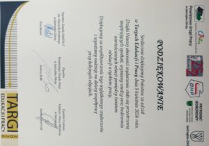 Podziękowanie za udział w targach. Kliknięcie powoduje zwiększenie zdjęcia.