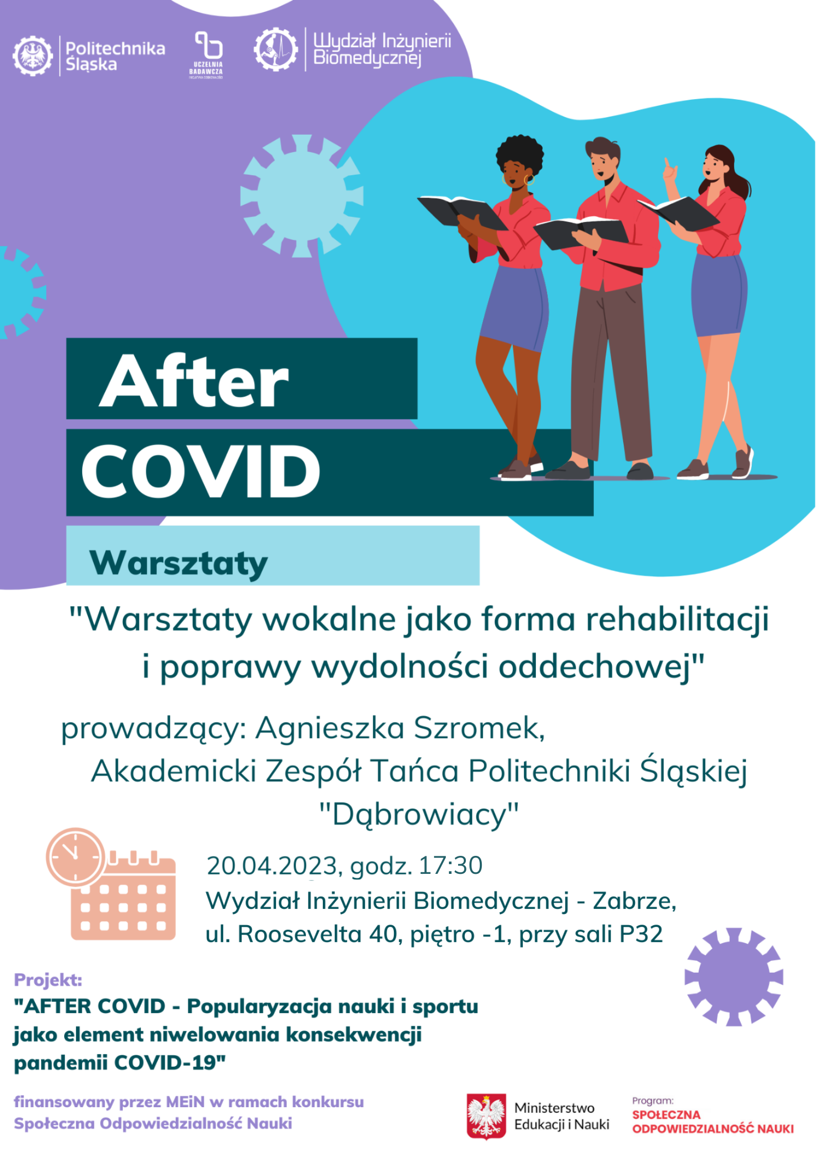 20.04.23Warsztaty sportowo-taneczne prowadzący Akademicki Zespół Tańca Dąbrowiacy Politechniki Śląskiej