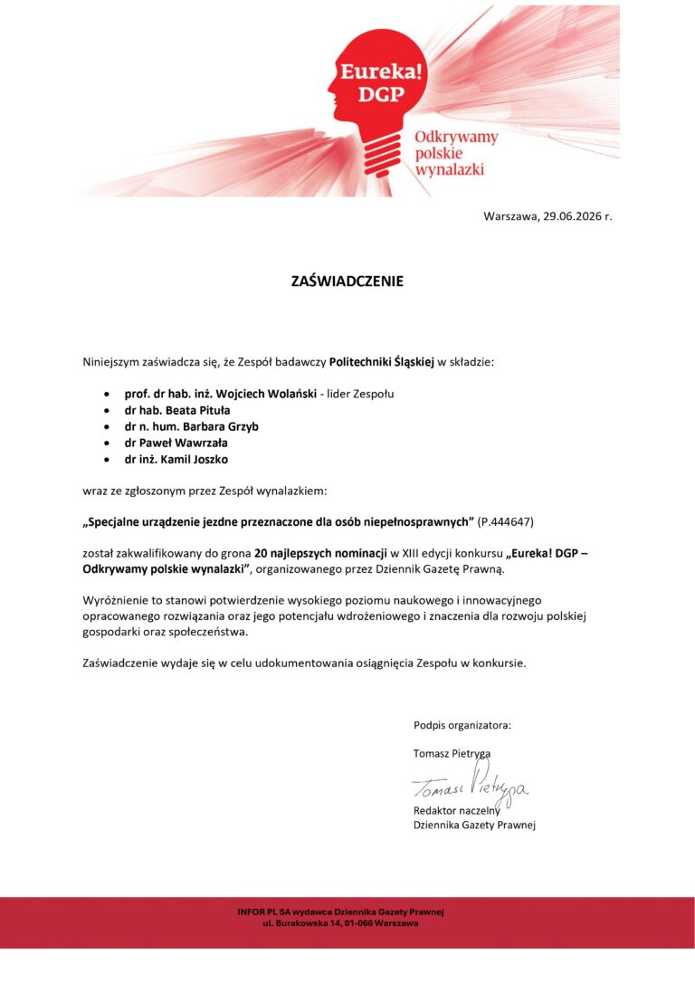 Eureka! DGP 2026_Zaświadczenie