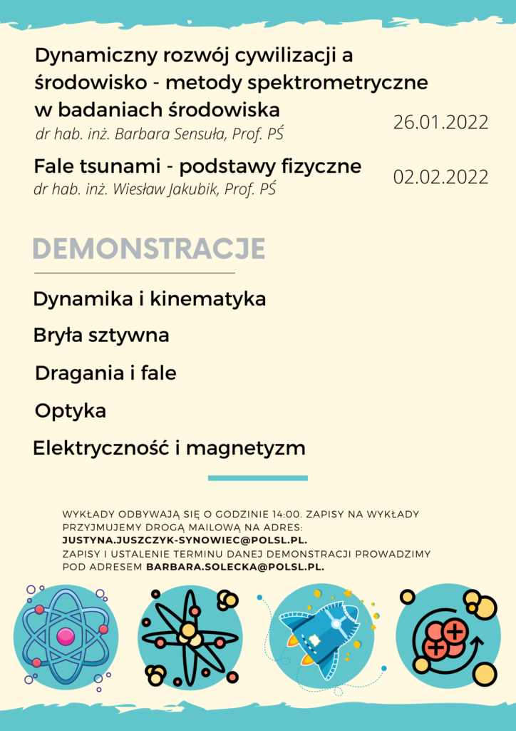 Plakat informacyjny pokazów i wykładów popularnonaukowych