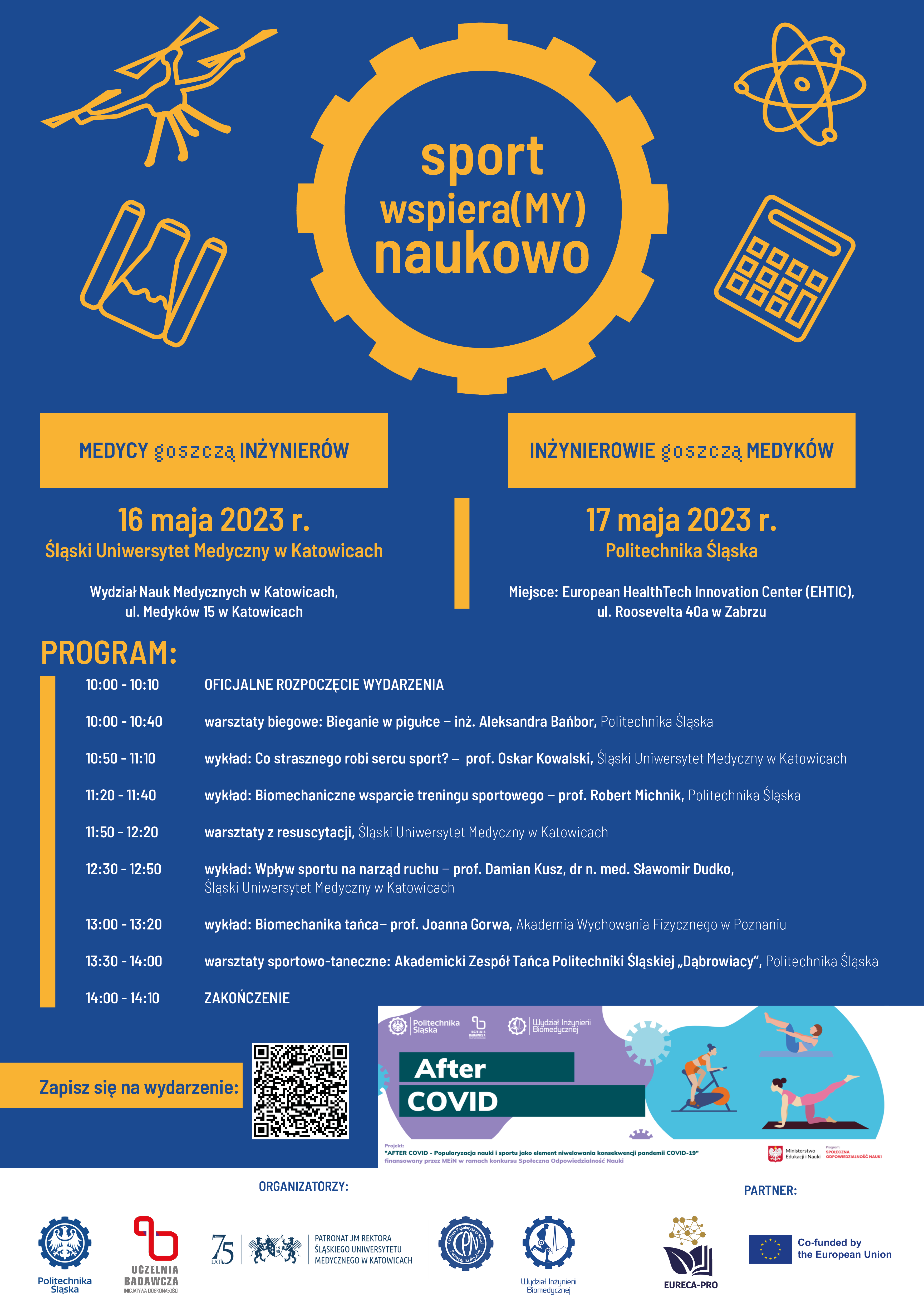 2023-04-28 PLAKAT SPORT WSPIERAMY NAUKOWO inżynierowie goszczą medyków