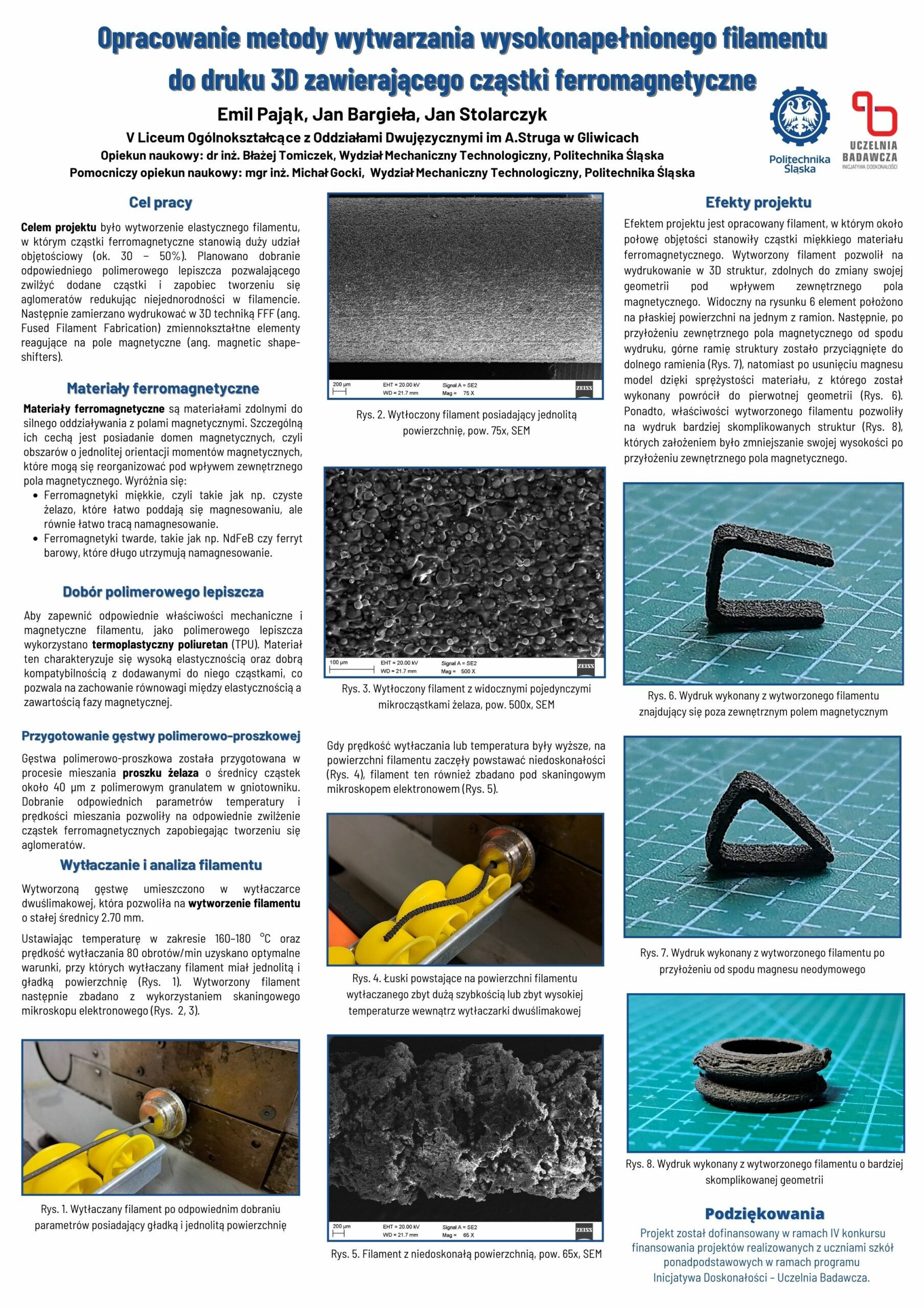 Opracowanie metody wytwarzania wysokonapełnionego filamentu do druku 3D zawierającego cząstki ferromagnetyczne