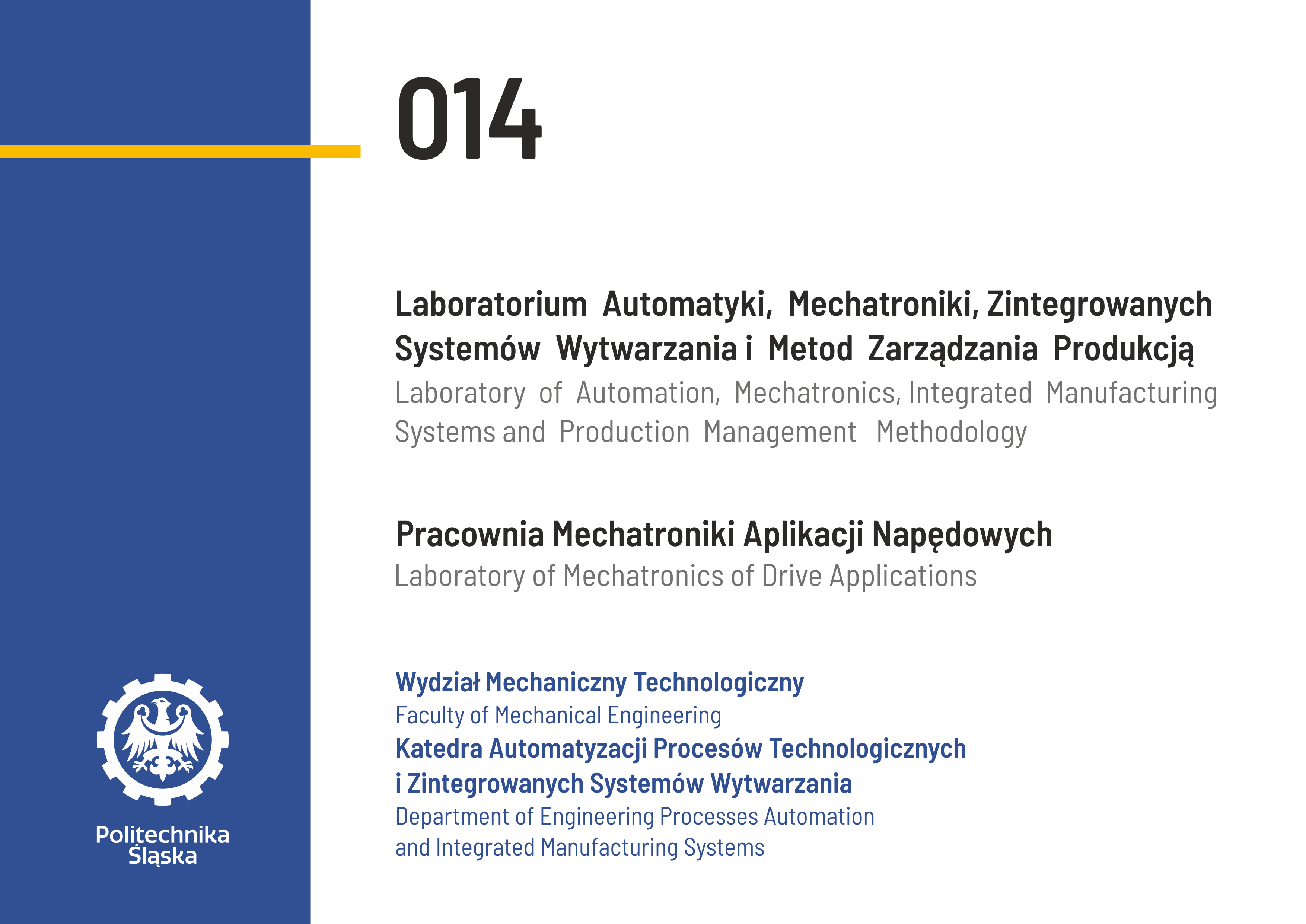 Pracownia Mechatroniki<br> Aplikacji Napędowych