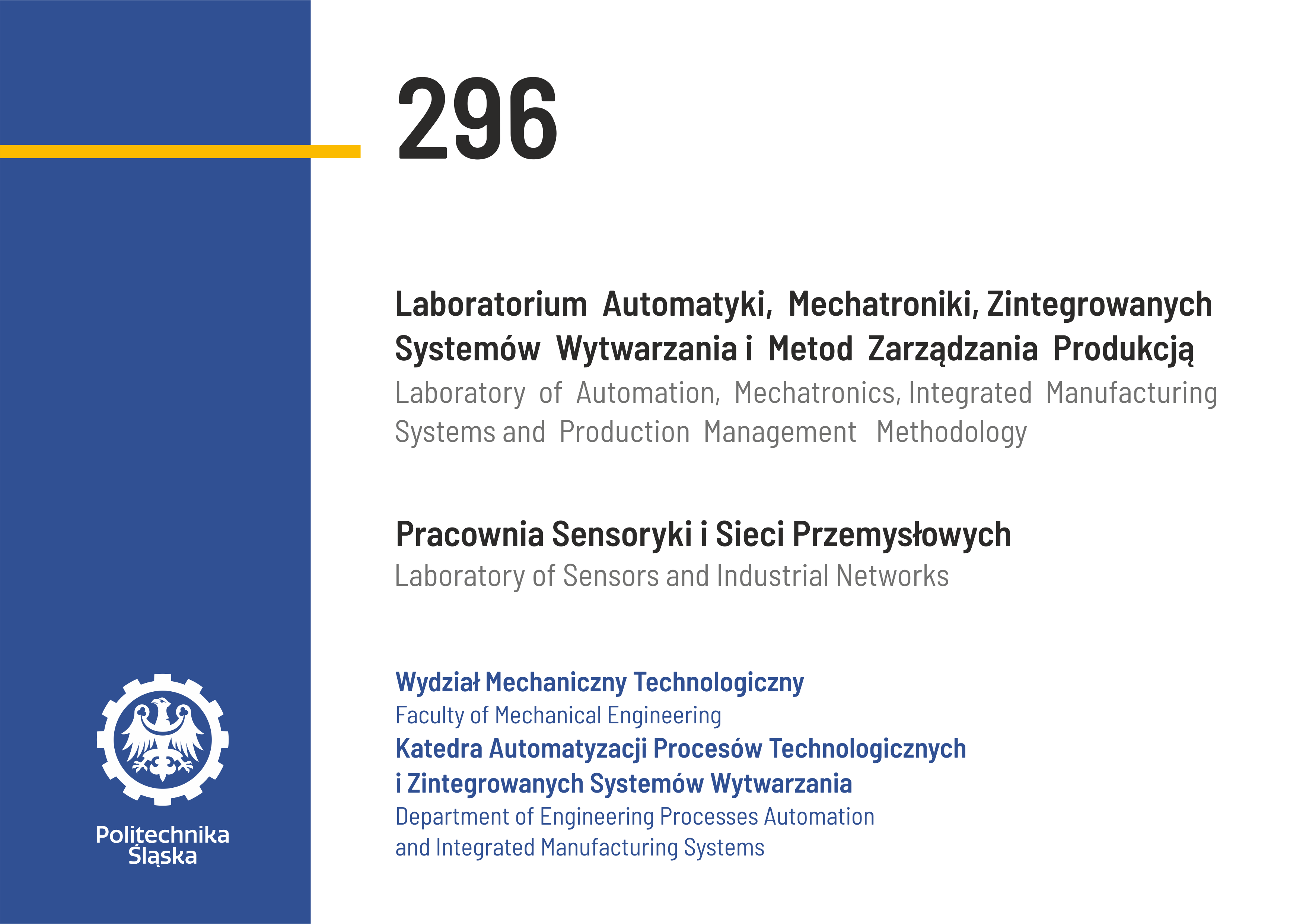 Pracownia<br> Sensoryki i Sieci Przemysłowych