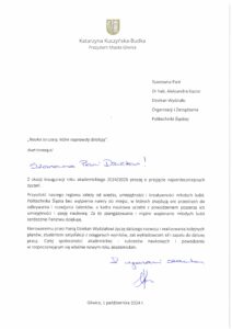 Życzenia Prezydent Gliwic z okazji inauguracji roku akademickiego 2024/2025
