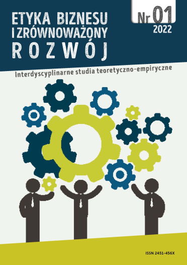 Strona tytułowa biuletyny Etyka Biznesu i Zrównoważony Rozwój nr 1/2022