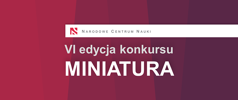 Na zdjęciu widzimy różową grafikę z białym napisem szósta edycja konkursu miniatura