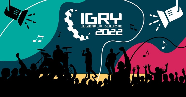 Na obrazku widać napis Igry 2022 oraz grafikę przedstawiającą ludzi tańczących na koncercie.