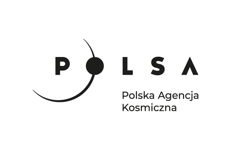 Grafika przedstawia logo Polskiej Agencji Kosmicznej.