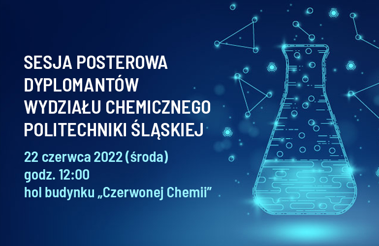 Grafika przedstawia probówkę na granatowym tle i tekst informujący o wydarzeniu.