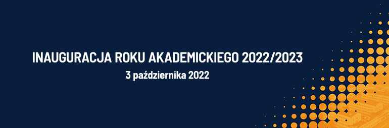 Na zdjęciu widzimy granatowy banner zapraszający na inaugurację