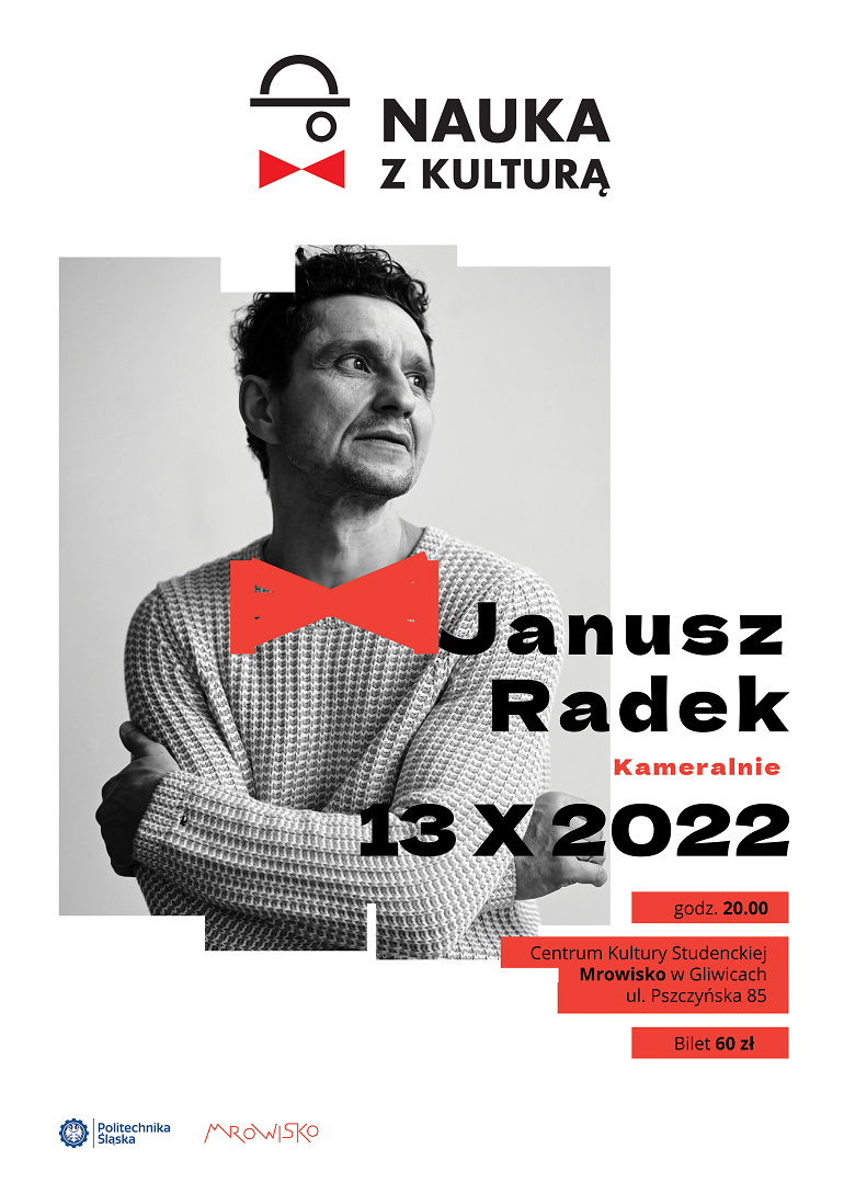 Na zdjęciu widzimy plakat z koncertu Janusza Radka. Widzimy artystę oraz datę koncertu