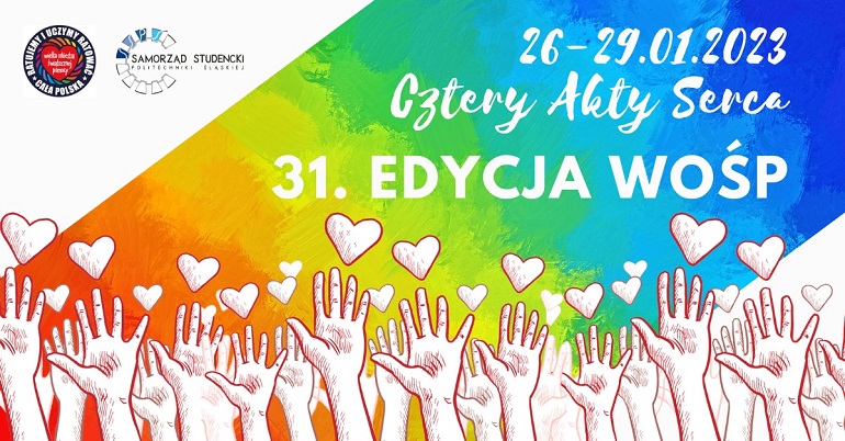 Na zdjęciu grafikę Wielkiej Orkiestry Świątecznej Pomocy i akcji pod hasłem „Cztery Akty Serca”