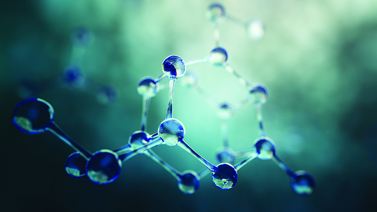 3d illustration of molecule model. Science background with molecules and atoms