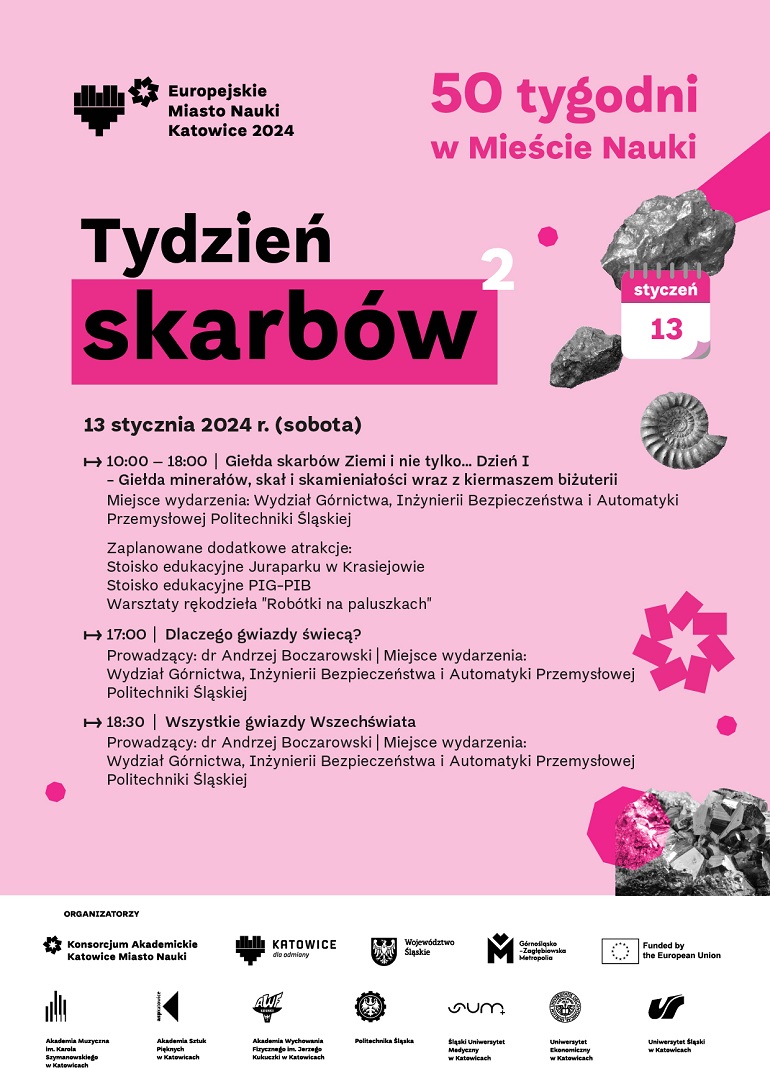 różowy plakat z czarnymi napisami - programem na sobotę