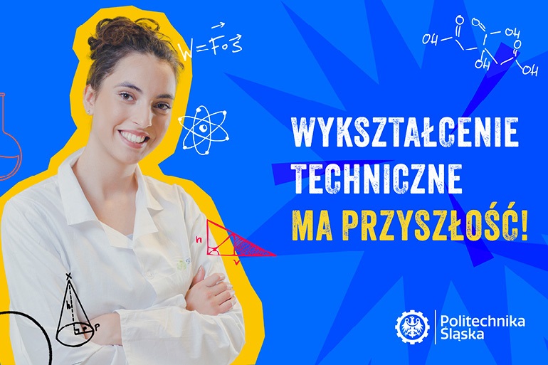 na zdjęciu młoda kobieta w białym fartuchu i napisy