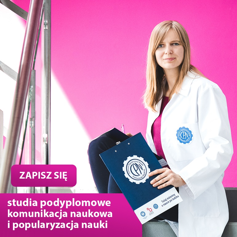 na zdjęciu naukowczyni w białym fartuchu z notatkami