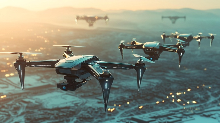 na zdjęciu dwa drony