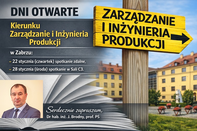 plakat dni otwartych, w tle zdjęcie budynku oraz zdjęcie profesora oraz napisy