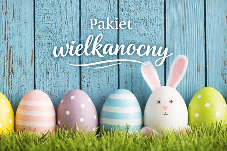 grafika wielkanocna kolorowe jajka i zajączek