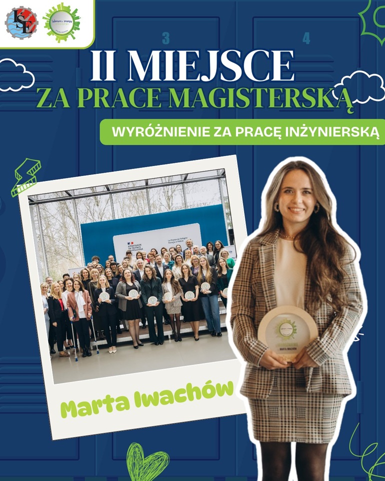 grafika na której jest zdjęcie studentki a tle pozostali uczestnicy