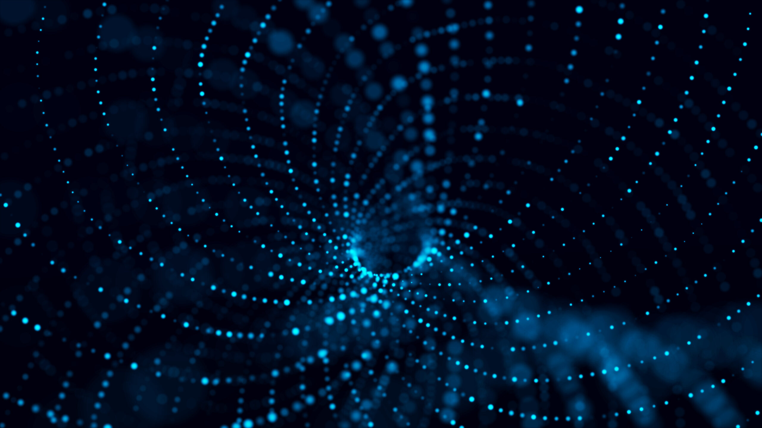 Abstract background with the movement of luminous particles. Digital technology. 3D